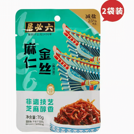 Lubiju Ma Ren Jinshi Soy Sauce Gourmet Snack Shredded Kohlrabi 70g*2bags 140 그램