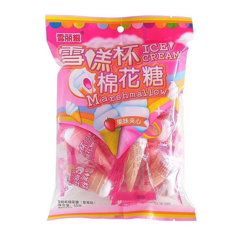 雪麗餈 果味夾心雪糕杯棉花糖 草莓味 50g*1袋 50 克