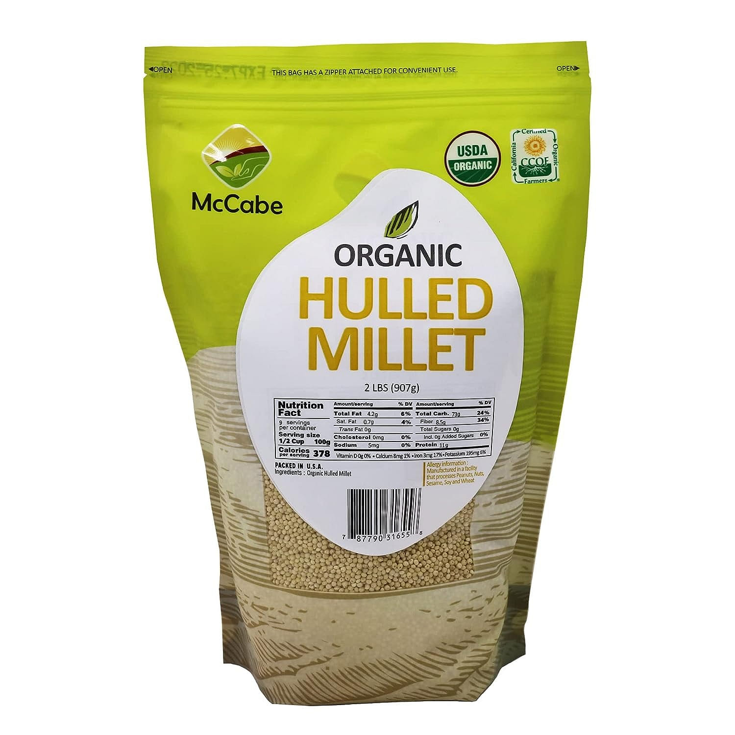 McCabe Organic Hulled Millet, 2-pound, USDA Certified Organic, CCOF Organic 2 ปอนด์