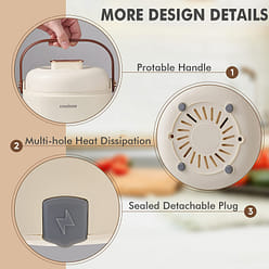 Small Rice Cooker,  Mini Portable Rice Cooker with Handle Non-Stick Ramen Cooker 1 each