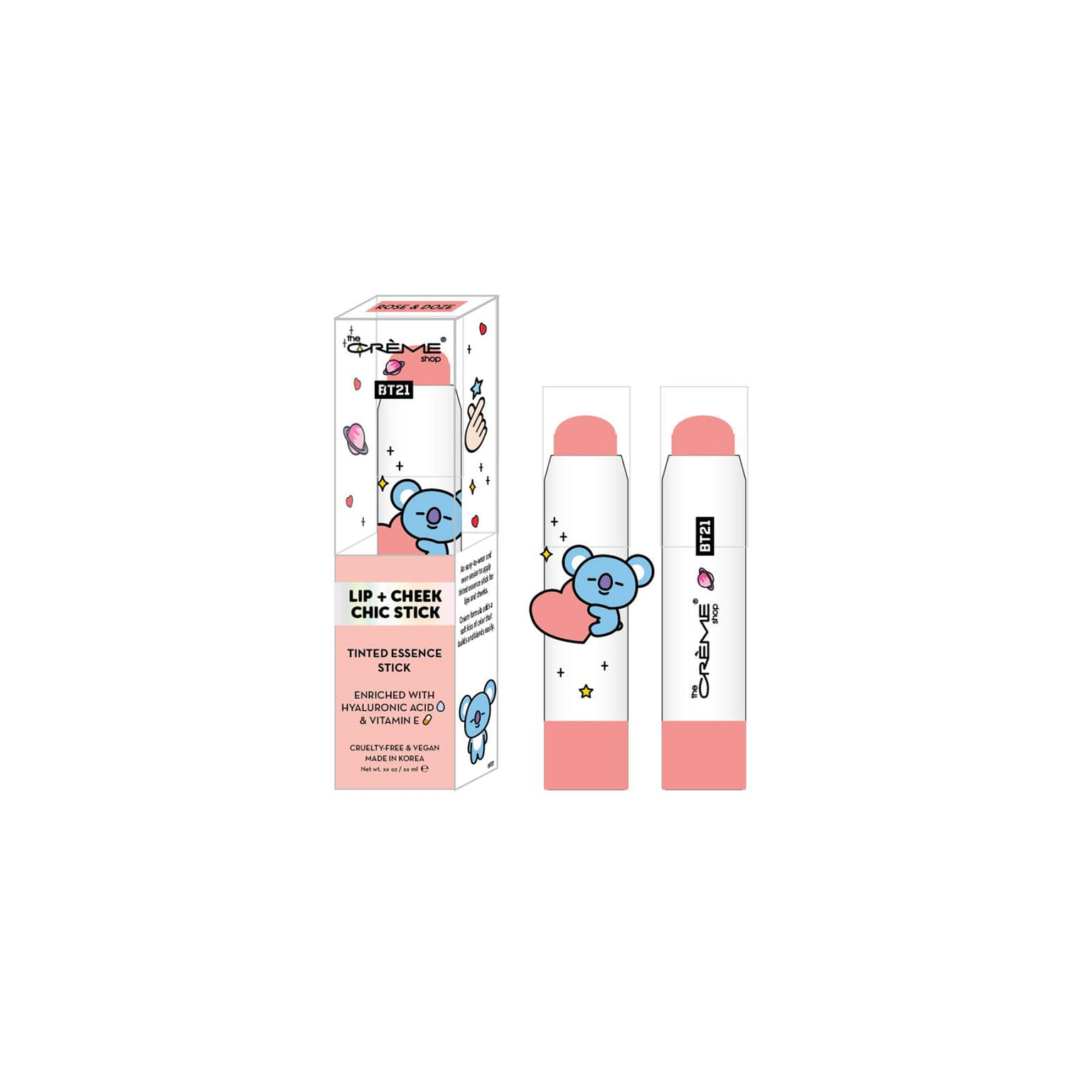 THE CREME SHOP Tinted Essence Stick Lip & Cheek - BT21 Koya Rose & Doze 1 ส่วน