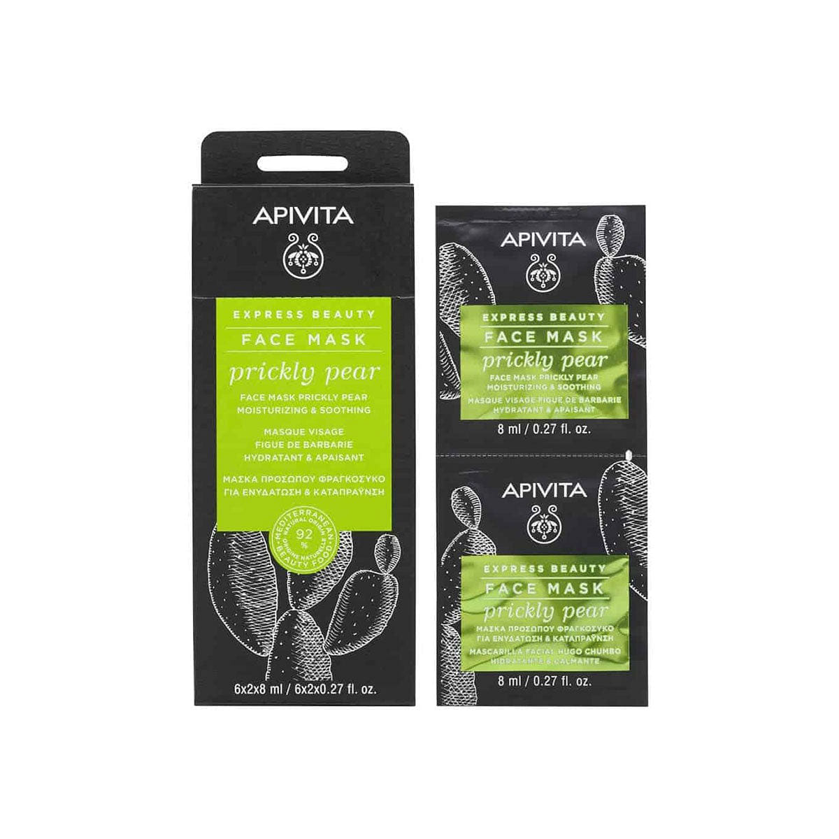 APIVITA Moisturizing & Soothing Face Mask With Prickly Pear 2023.12 expires 96 ml