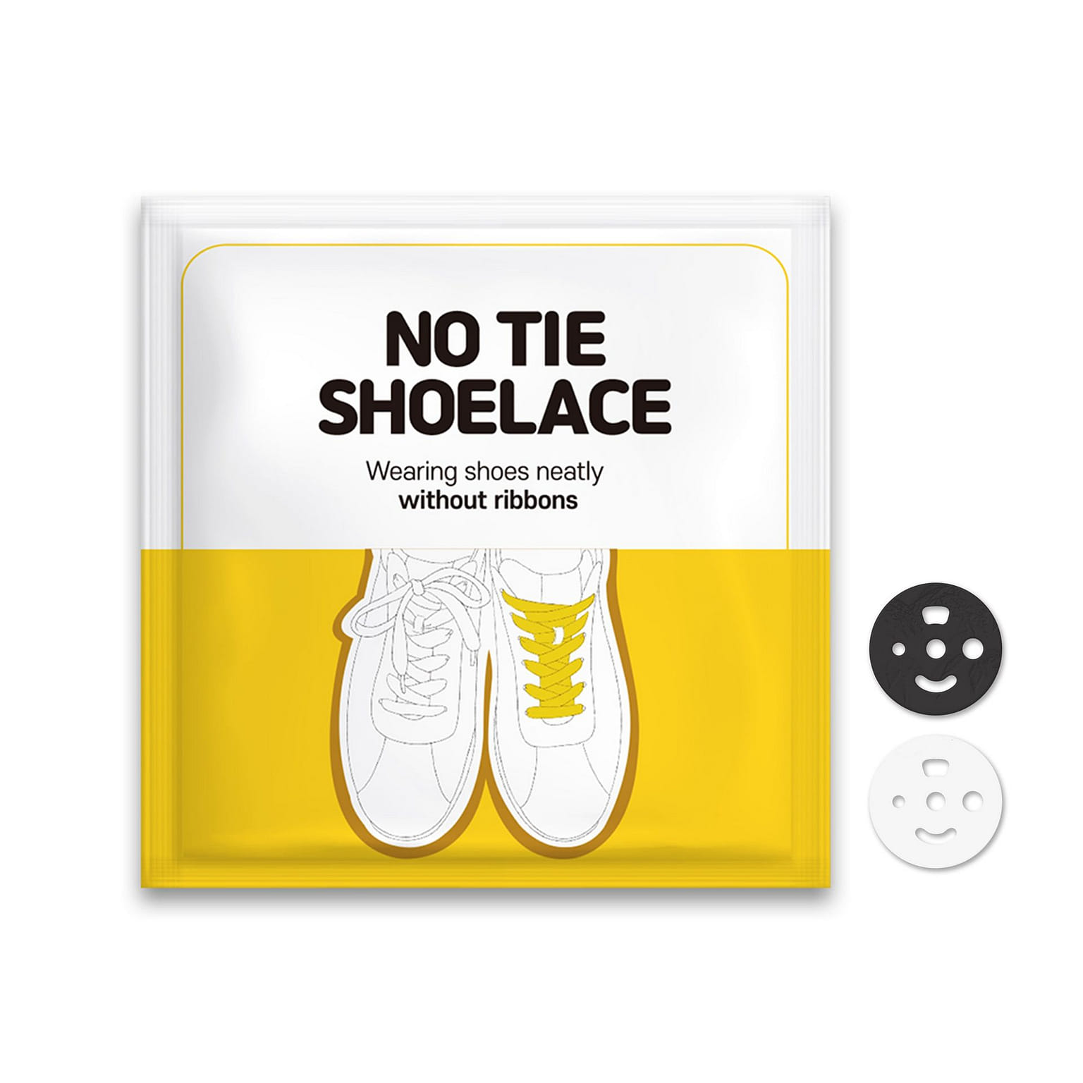 Honey Duck Silicone No Tie Shoelace Anchors - Lace Lock Clip, Fits All Shoelace for 2 Pairs of Shoes, 4 pcs (White/Black) White 4 ส่วน