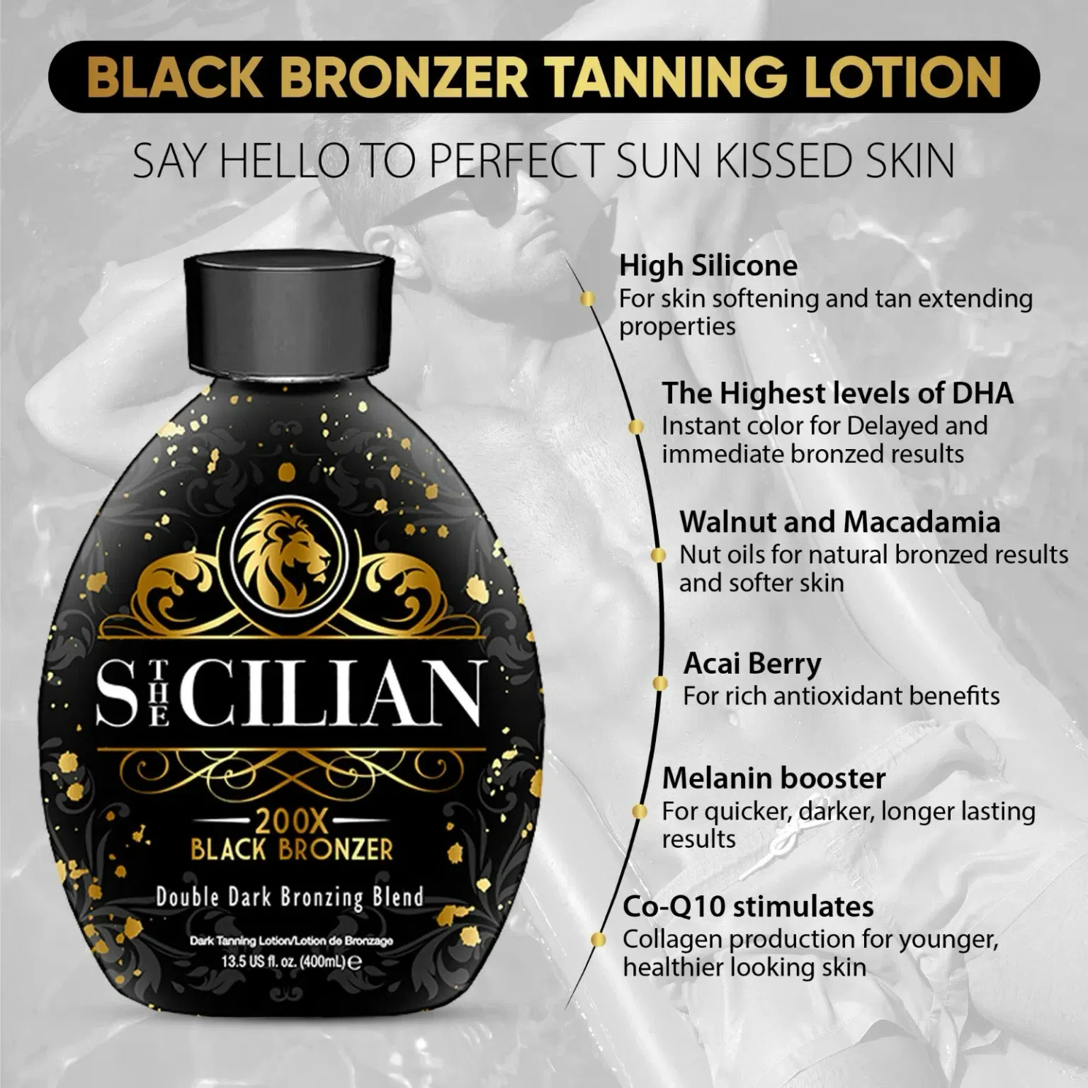 2025 The Sicilian 200x Double Dark Black Bronzer N 1 bottle