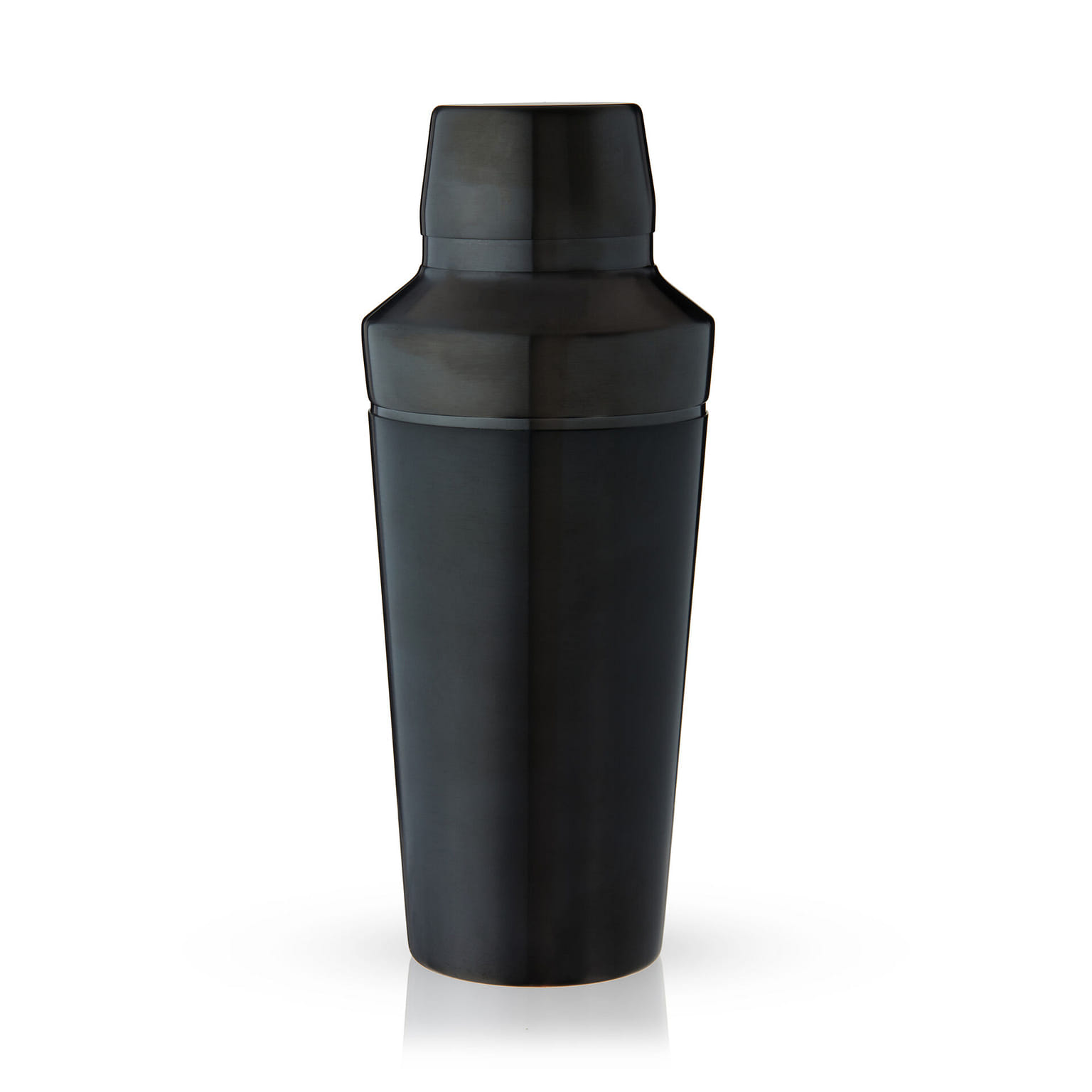 Viski Titanium Cocktail Shaker, Cobbler Shaker with Brushed Finish, Built-In Strainer and Cap, 18.5 Oz, Set of 1, Black 18.5 oz