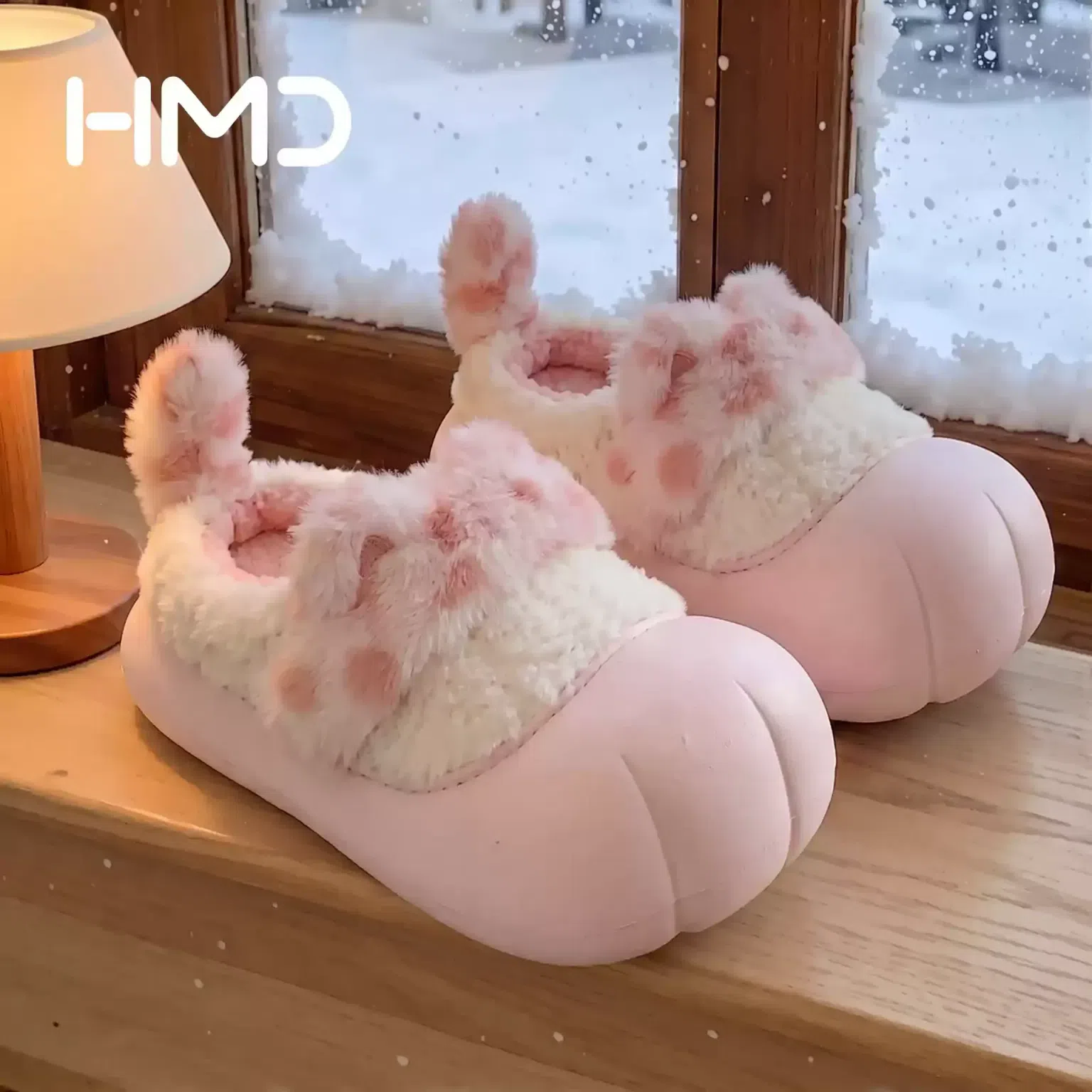Women's pink cotton slippers, size 38-39, 1 pair 1 box
