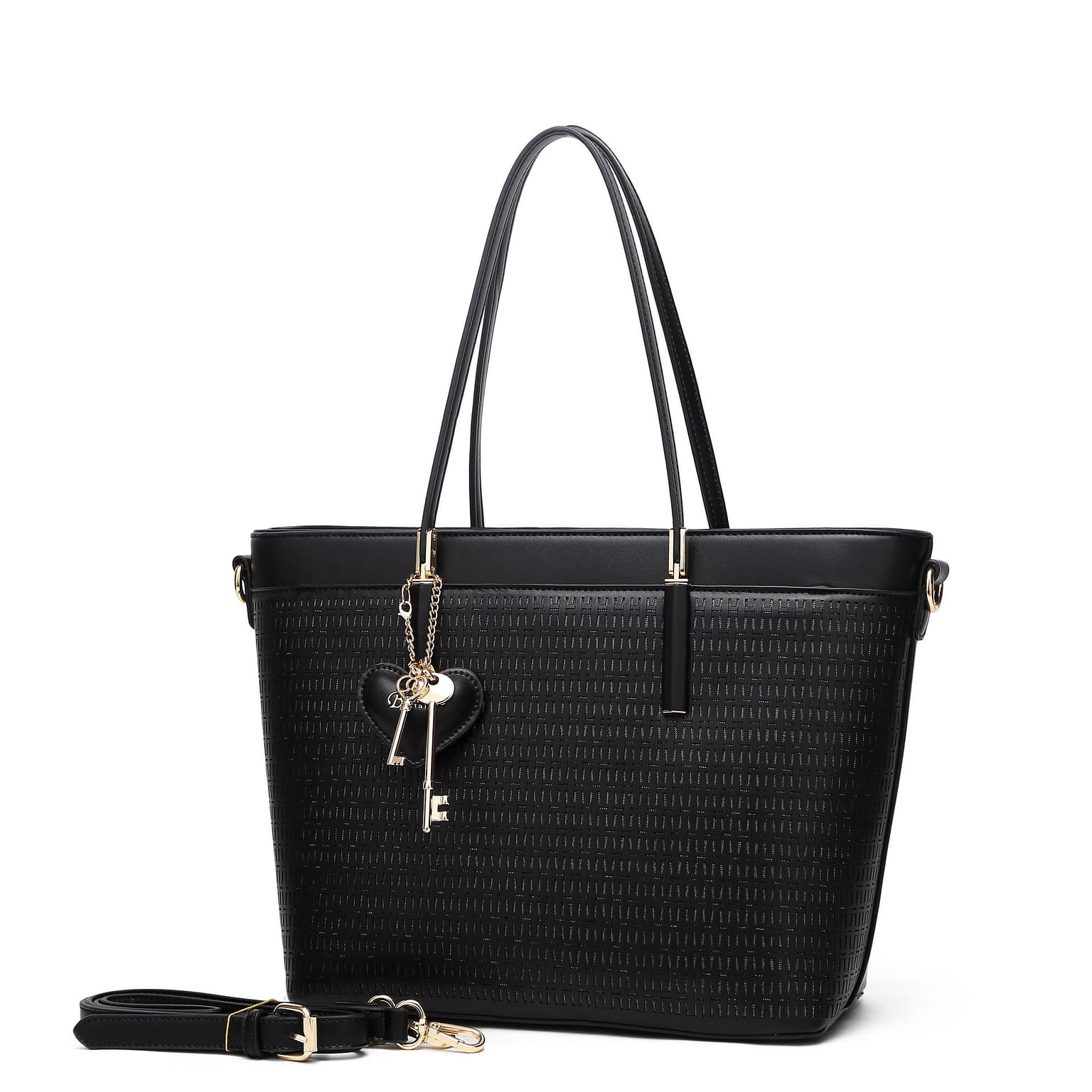 Sacred Love Wings Crystal Vegan Leather Tote Bag + Wallet [RA8869+RAW8868-BK] 1 개