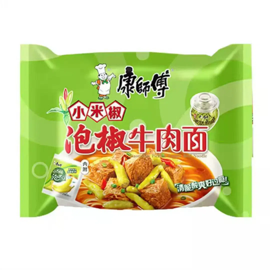 Master Kong instant noodles classic millet pickled pepper beef flavor 104*1 bag 104 g