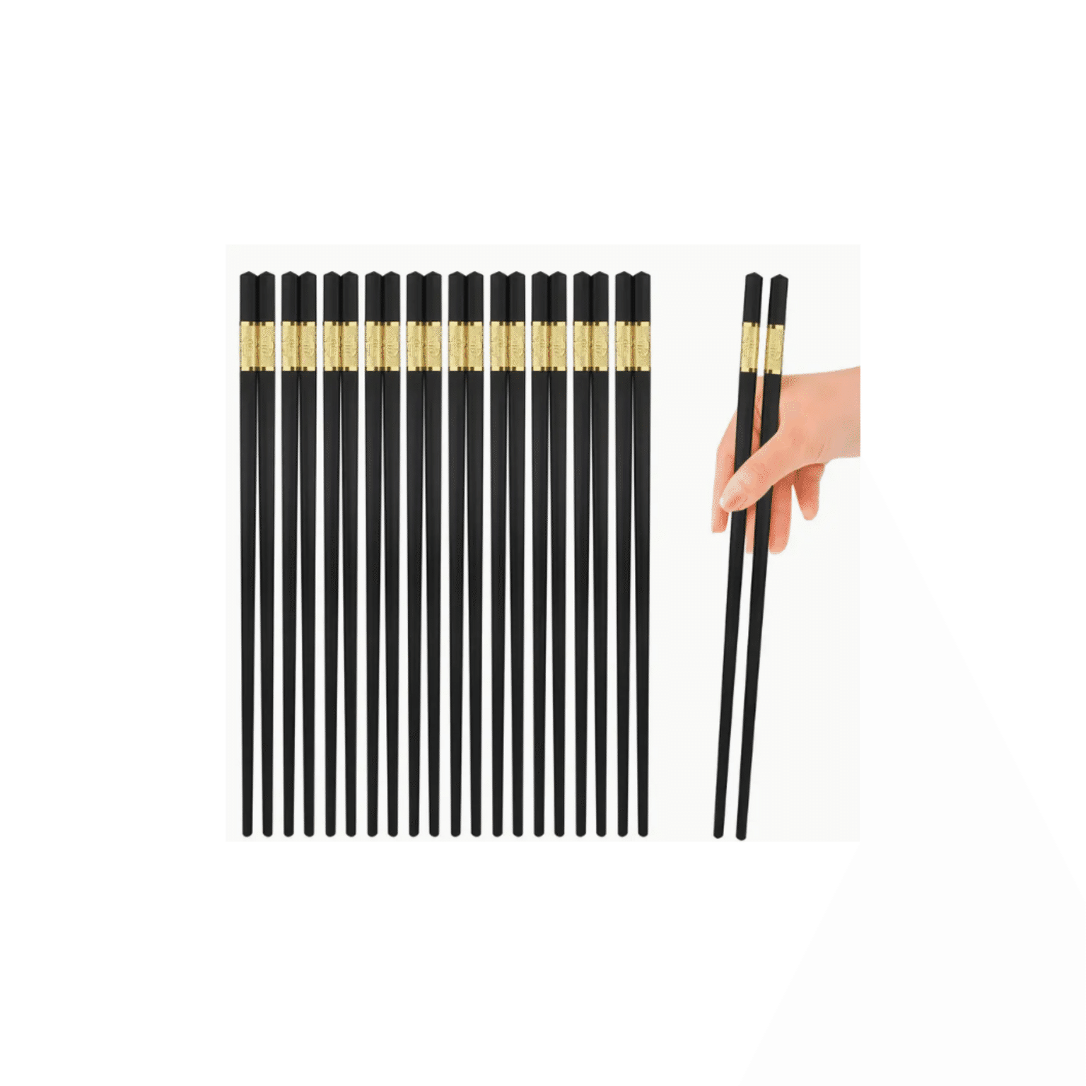 10 Pairs Premium Reusable Non-Slip Chopsticks 1 กล่อง