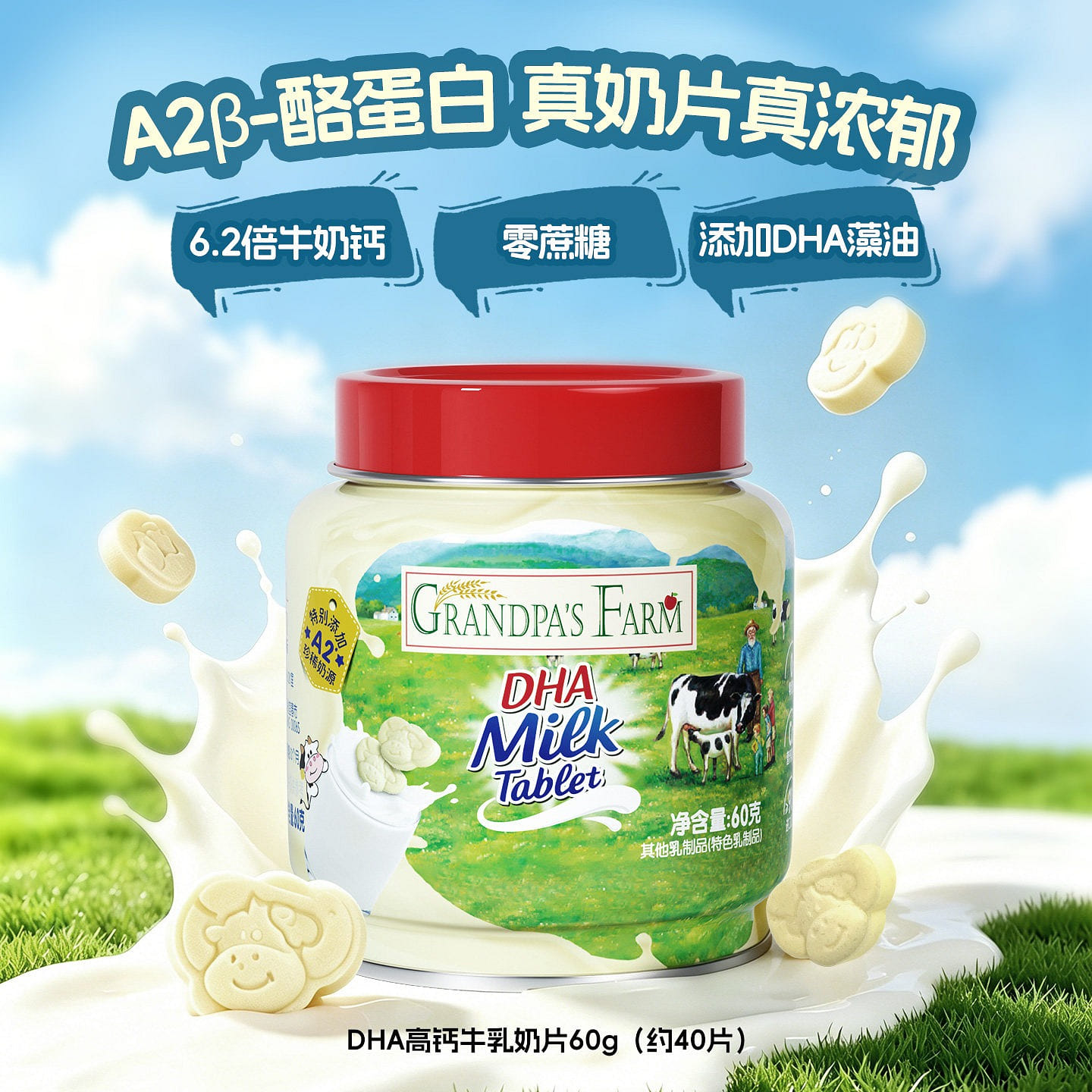 Grandpa's Farm DHA High Calcium Milk Tablets 60 g