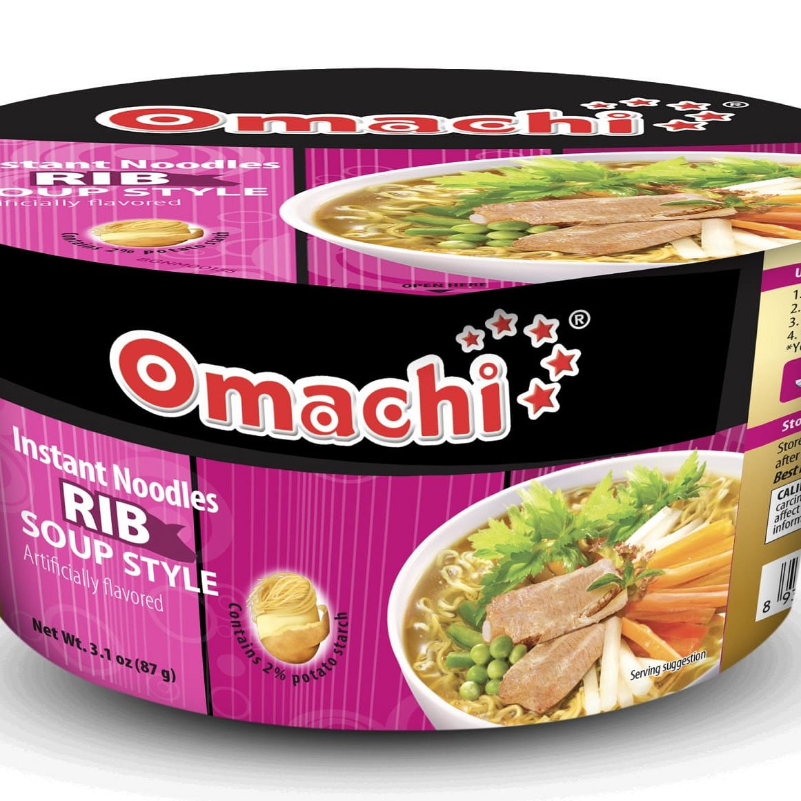OMACHI INSTANT NOODLE PORK RIB STYLE BOWL 3.06 oz