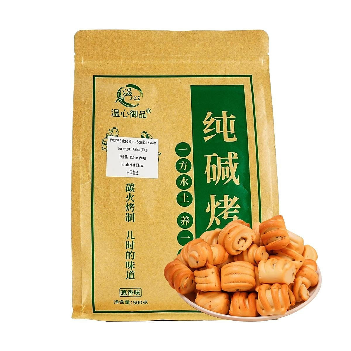 溫心御品 純鹼烤饃烤花捲香蔥味 500g 1 瓶