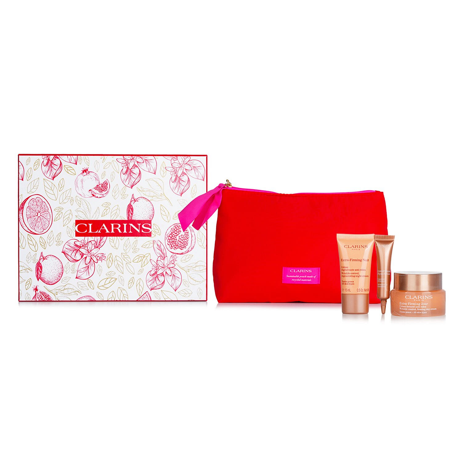 Clarins Extra Firming Set: Extra Firming Cream 50ml + Extra Firming Serum 10ml + Extra Firming Night Cream 15ml + 1bag 3 ขวด