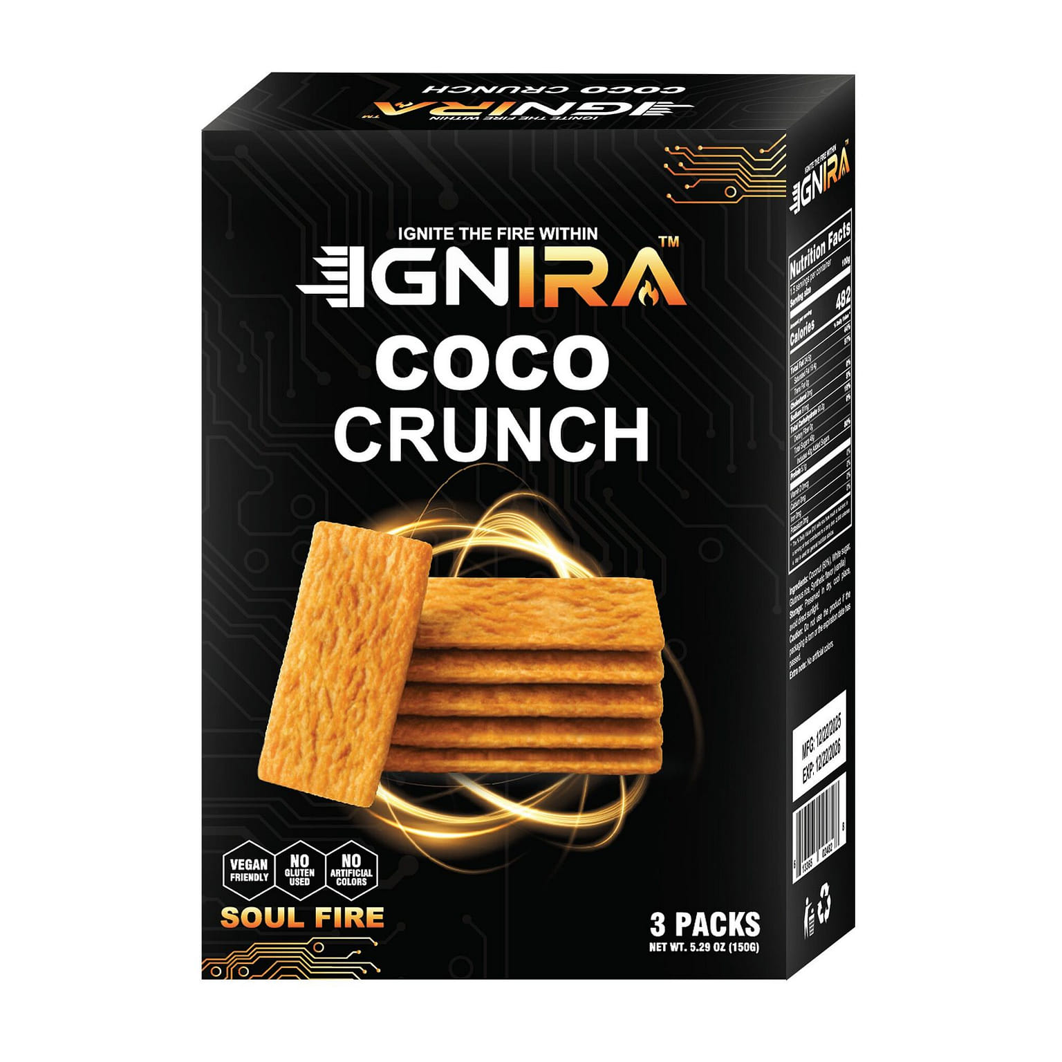 IGNIRA 코코 크런치 3개입 구운 코코넛 크래커 1 케이스