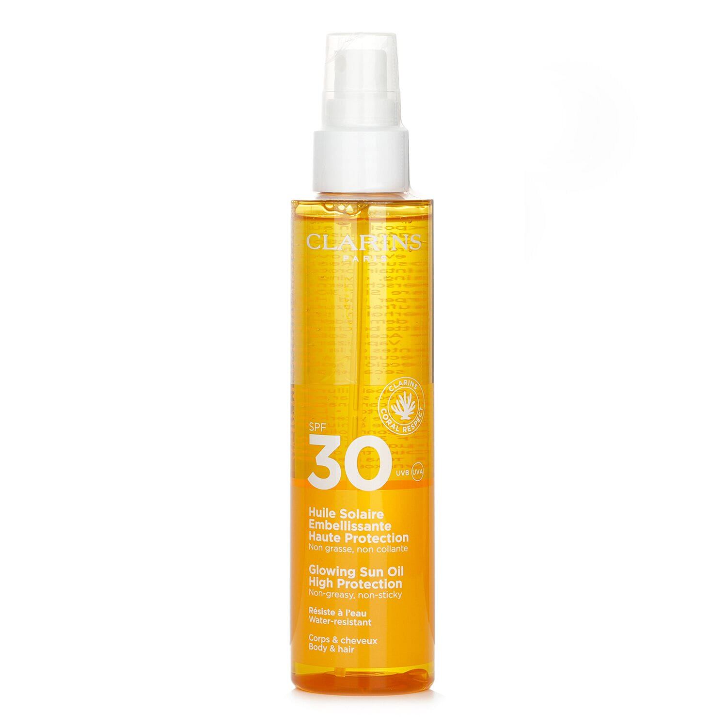 Clarins Glowing Sun Protection Body Oil SPF 30 Highly Protective Nourishing Dry Oil 150ml/5oz 150 มิลลิลิตร