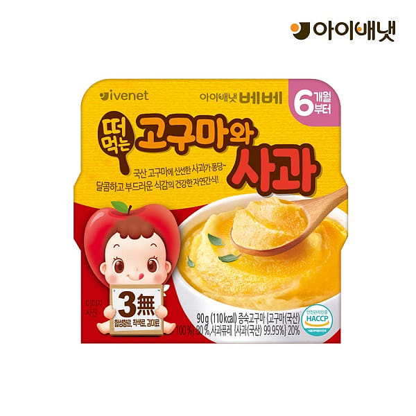 베베 떠먹는 퓨레 - 고구마와 사과 90 그램