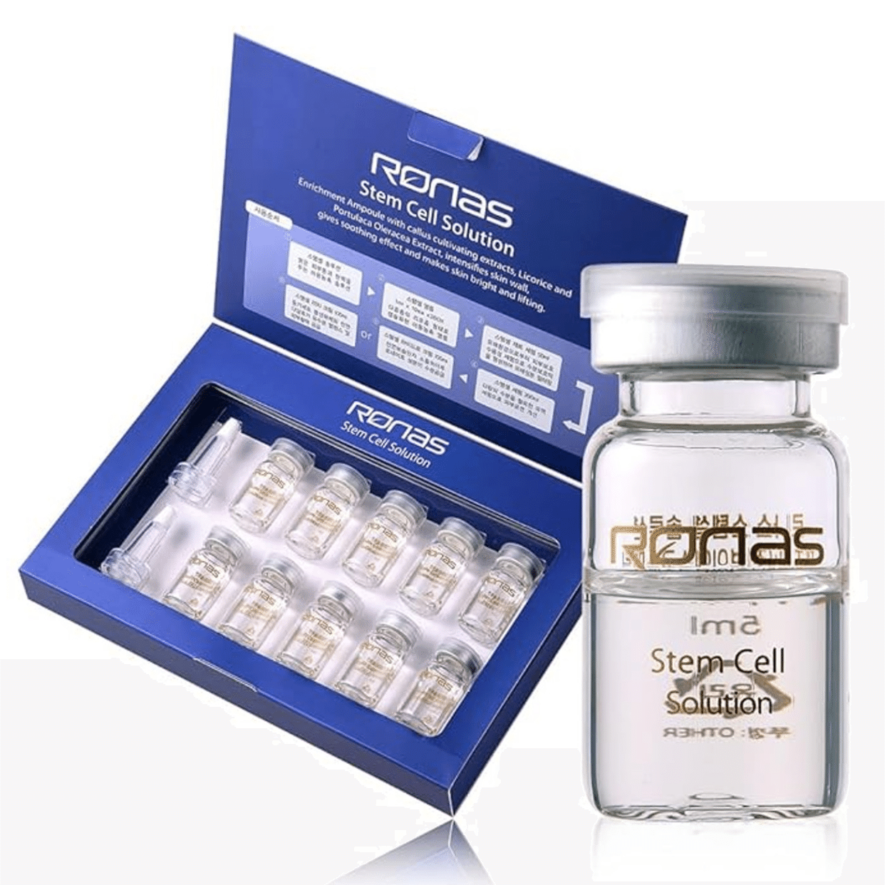 Ronas 干细胞解决方案安瓿抗衰老配方适合所有皮肤类型 0.16 盎司/10 瓶 1 盒