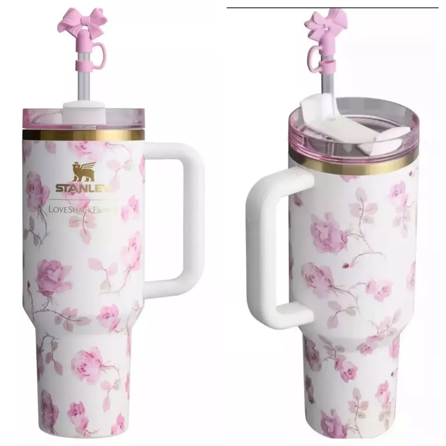 Valentines Day Gift Stanley Cup 40 oz Quencher H2.0 Stanley Tumbler -white 1 ส่วน