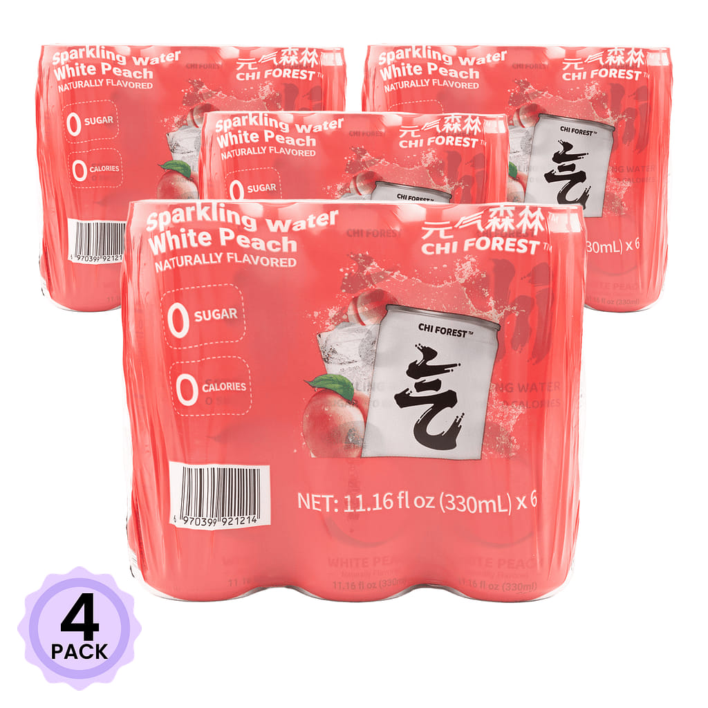 Chi Forest 무가당 스파클링 워터 백도복숭아 맛 330 밀리리터*6 캔*4 팩