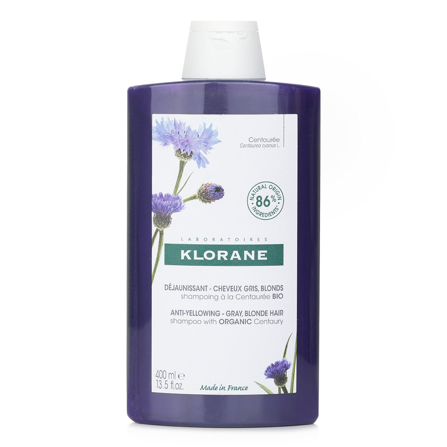 Klorane Shampoo With Organic Centaury (Anti Yellowing Gray Blonde Hair) 400ml/13.5oz 400 มิลลิลิตร