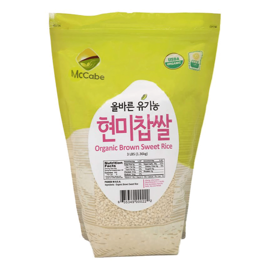 McCabe Organic Brown Sweet Rice - Glutinous Short Grain Brown Sweet Rice 3 Lbs 3 파운드