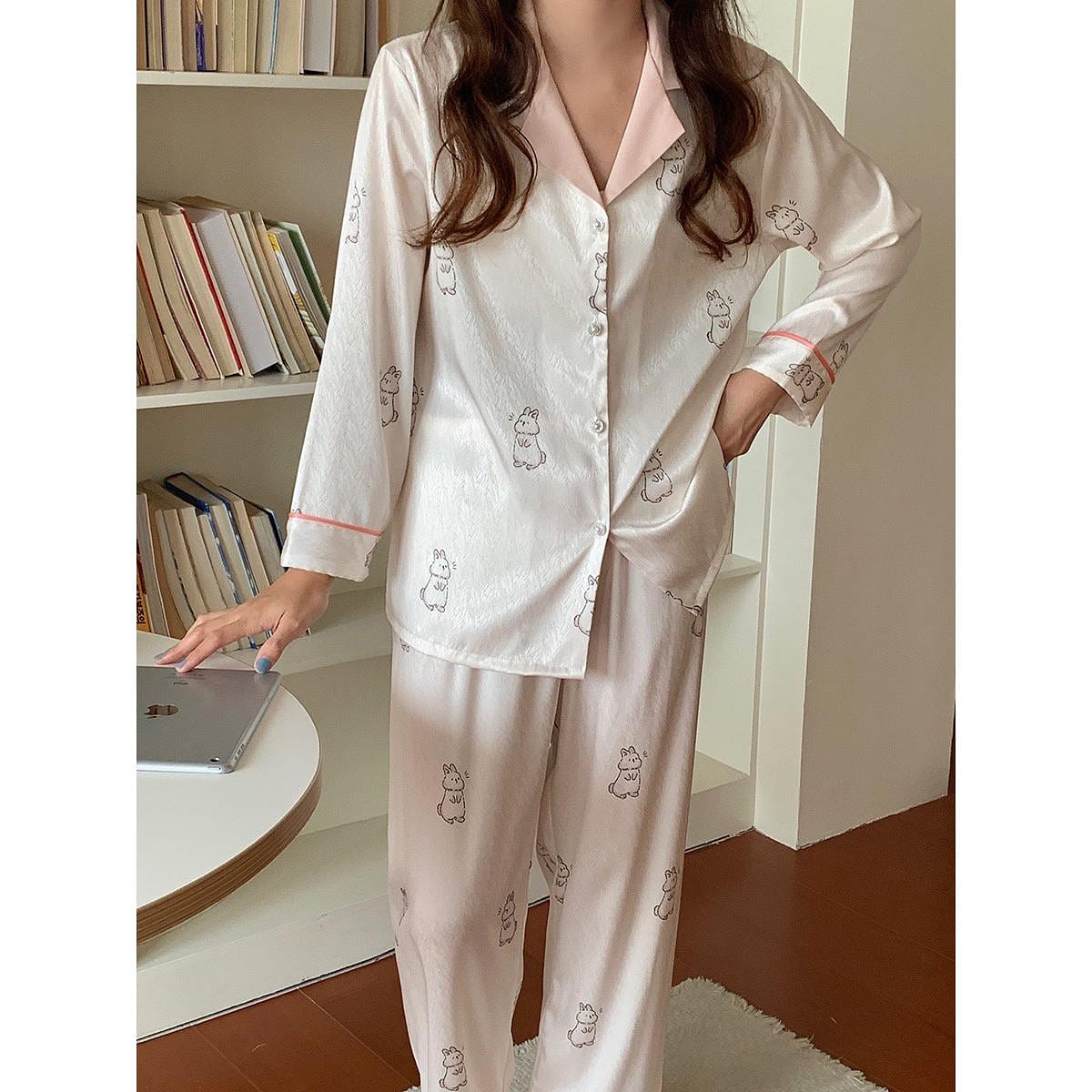 LULLABUY Ice Silk Cute Pajama Set L 500 그램