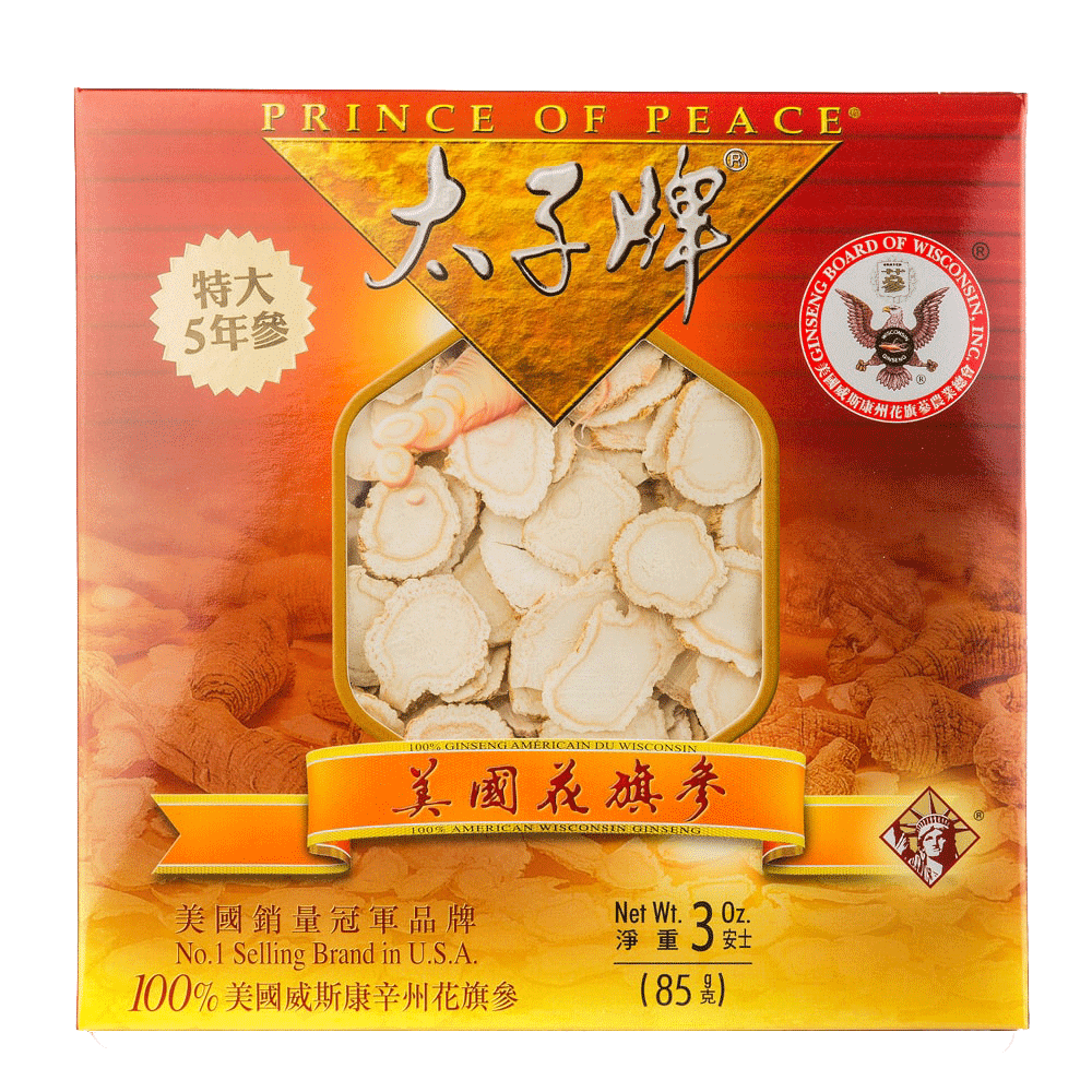 Prince of Peace Wisconsin American Ginseng 5 Year Root Slices, 3oz 1 케이스