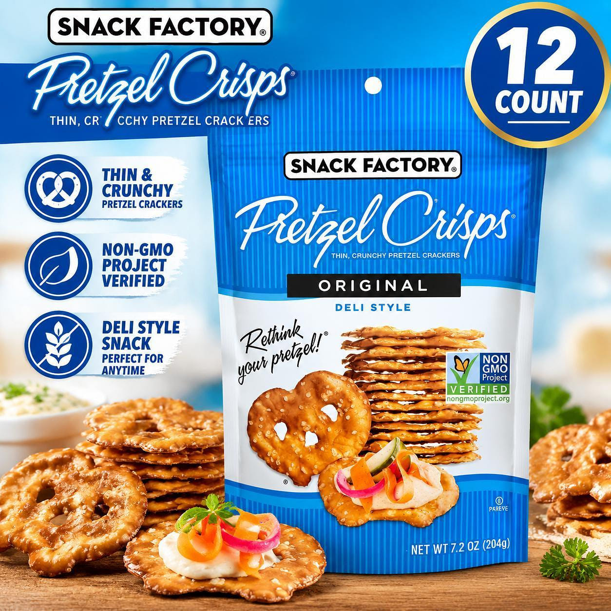 Pretzel Crisps Original 7.2oz 12ct 1 each