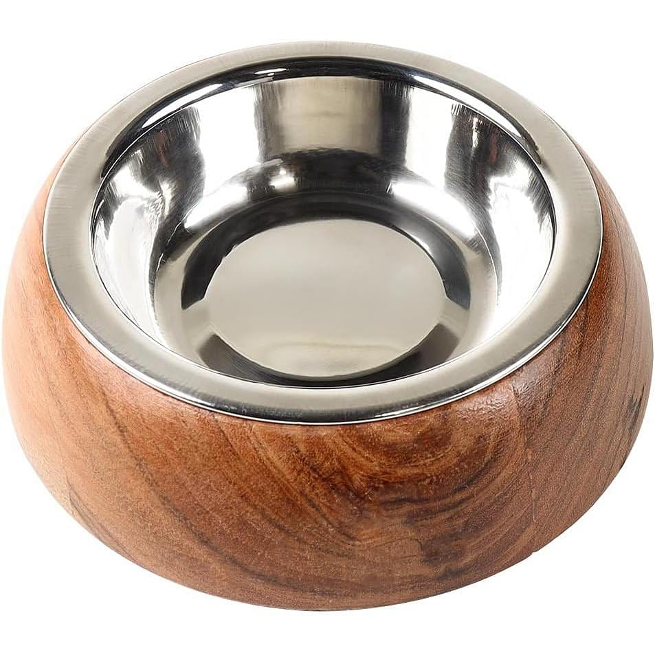 Wood Pet Bowl with Stainless Steel Insert (24 Oz) 1 count