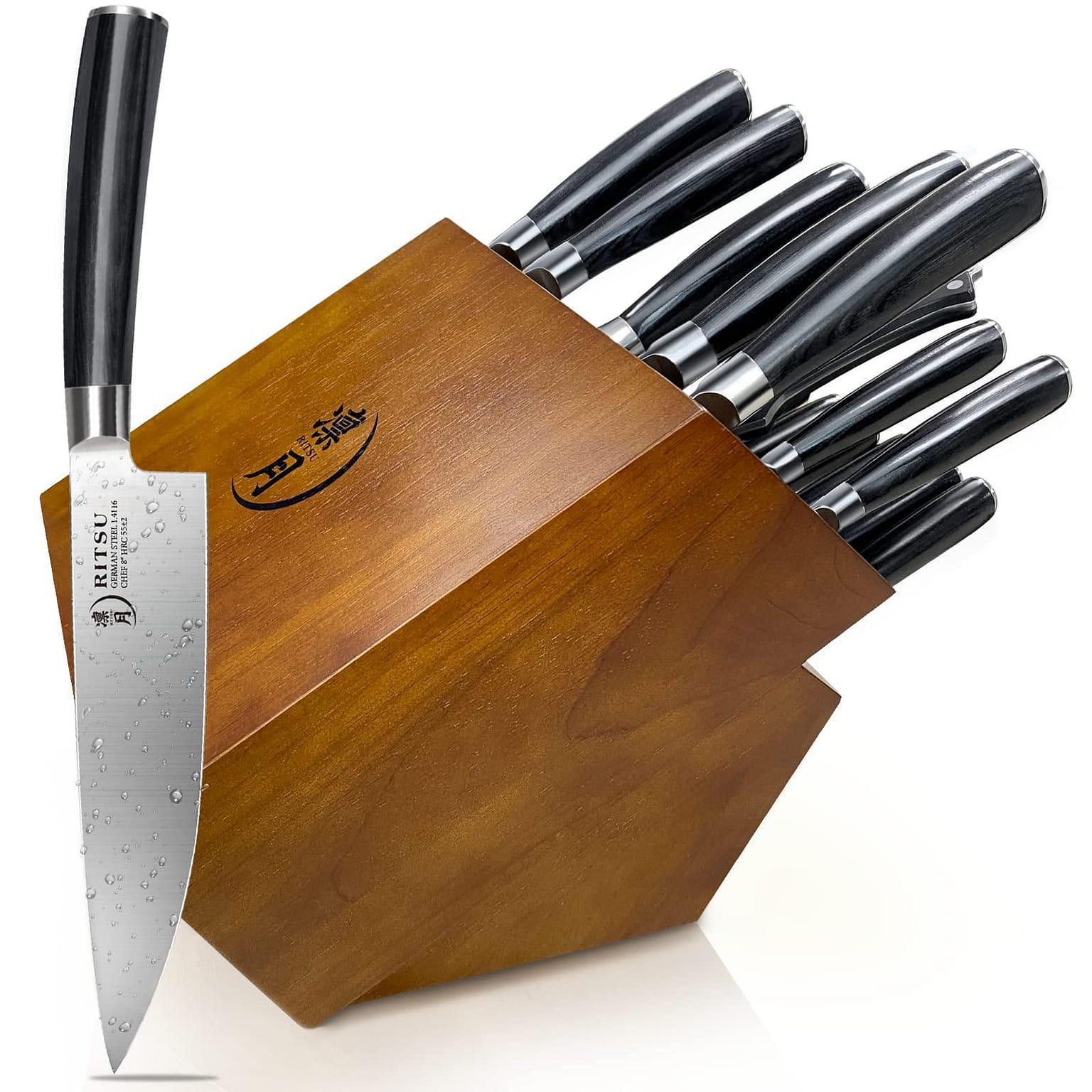 RITSU 17 Pieces Kitchen Knife Professional Chef Knife Set & Scissor 14 파운드