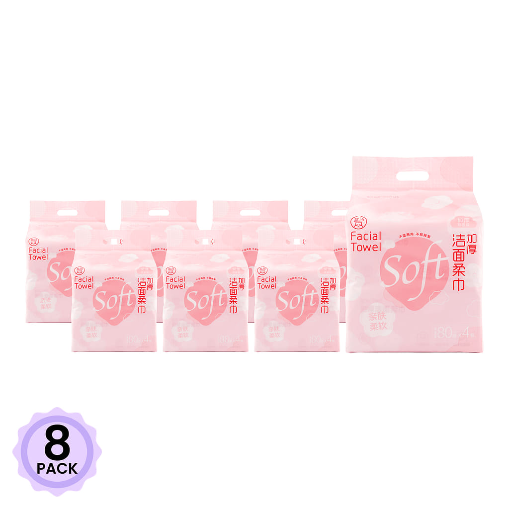 HM Soft Facial Towel 80pcs*4bags 1 each*8 pack