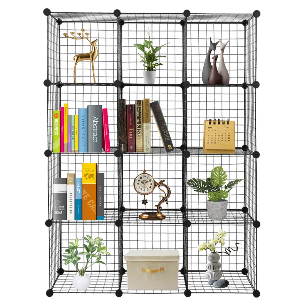 12-Cube Organizer Cube Storage Shelves Wire Cube Storage Origami Shelves Metal Grid Multifunction Shelving Unit Modular Cubbies Organizer Bookcase RT 1 個