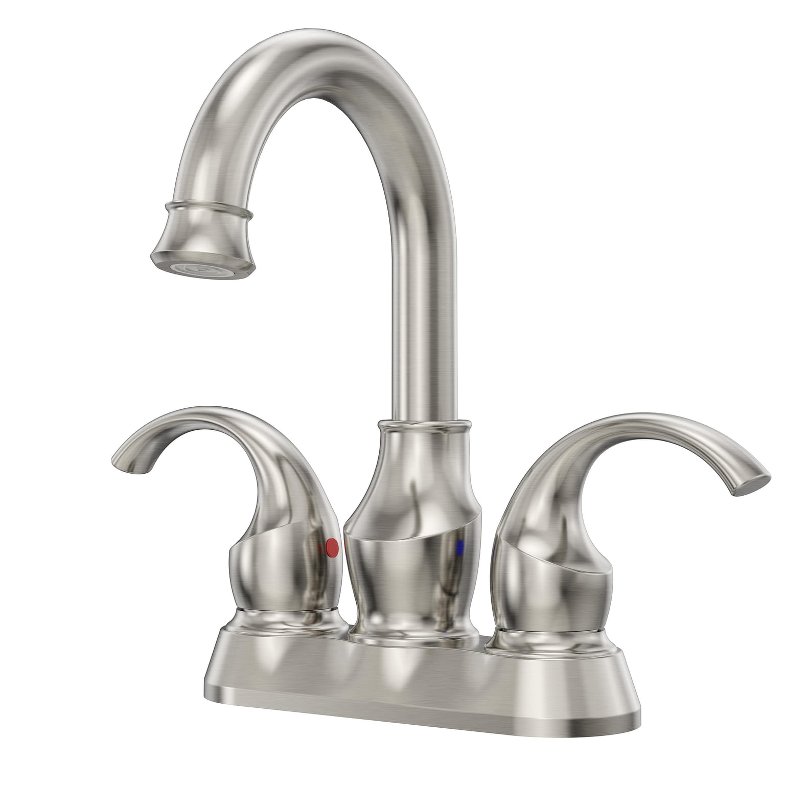 4 in. Centerset 2-Handle High-Arc Bathroom Faucet in Brushed Nickel 4.17 pao