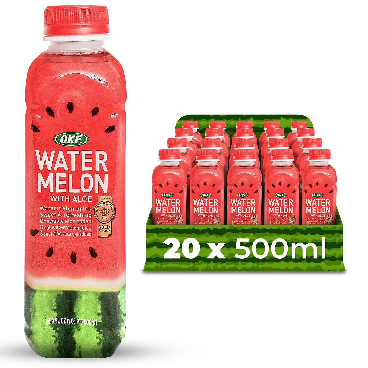 Watermelon Aloe Vera Juice Drink with Pure -20pk 16.9 ออนซ์ของเหลว