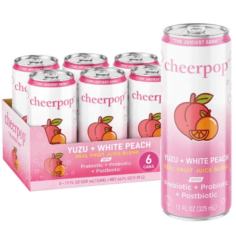 Cheerpop 유자 화이트 피치 스파클링 과일 주스 - 325 ml 6 캔
