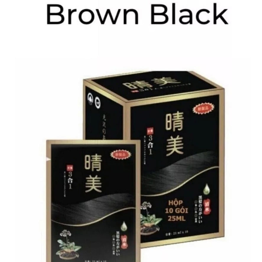 KOMI JAPAN Hair Dye Color Shampoo BROWN BLACK (10packs X 25ml) 1 กล่อง
