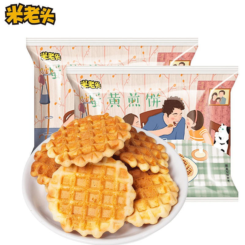 "About 20 packets" Mi Laotou egg yolk pancakes milk-flavored egg biscuits snacks 300 กรัม