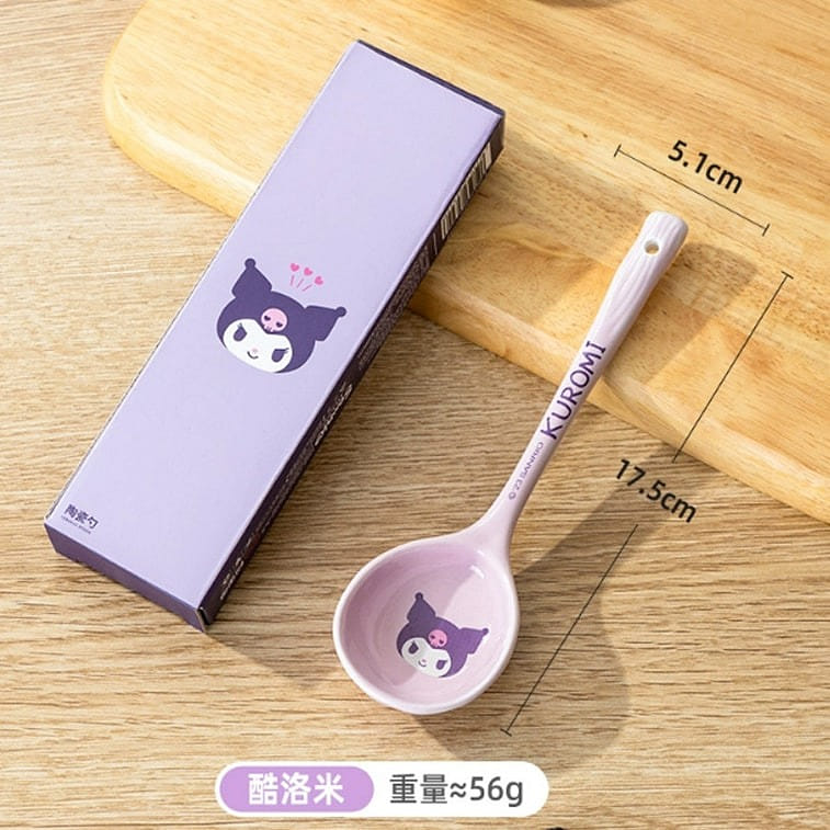 Sanrio Ceramic Soup Spoon Cute Cartoon Home Use Spoon-Kuromi 1 개