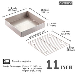 CHEFMADE Roasting Pan with Rack,11-Inch Square Deep Dish Cake Pan with Wire Rack 1 each