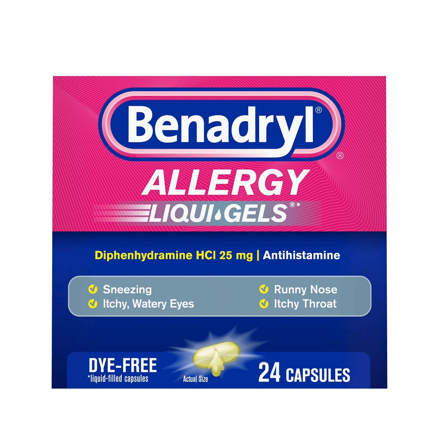 Benadryl Dye Free Allergy Liqui Gels 24 Ct 1 box