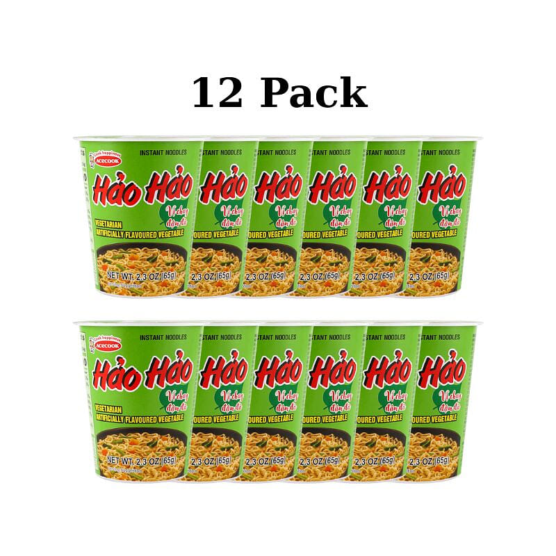 Acecook Hao Hao Vegetarian Flavour Cup Noodles pack of 12 1 each