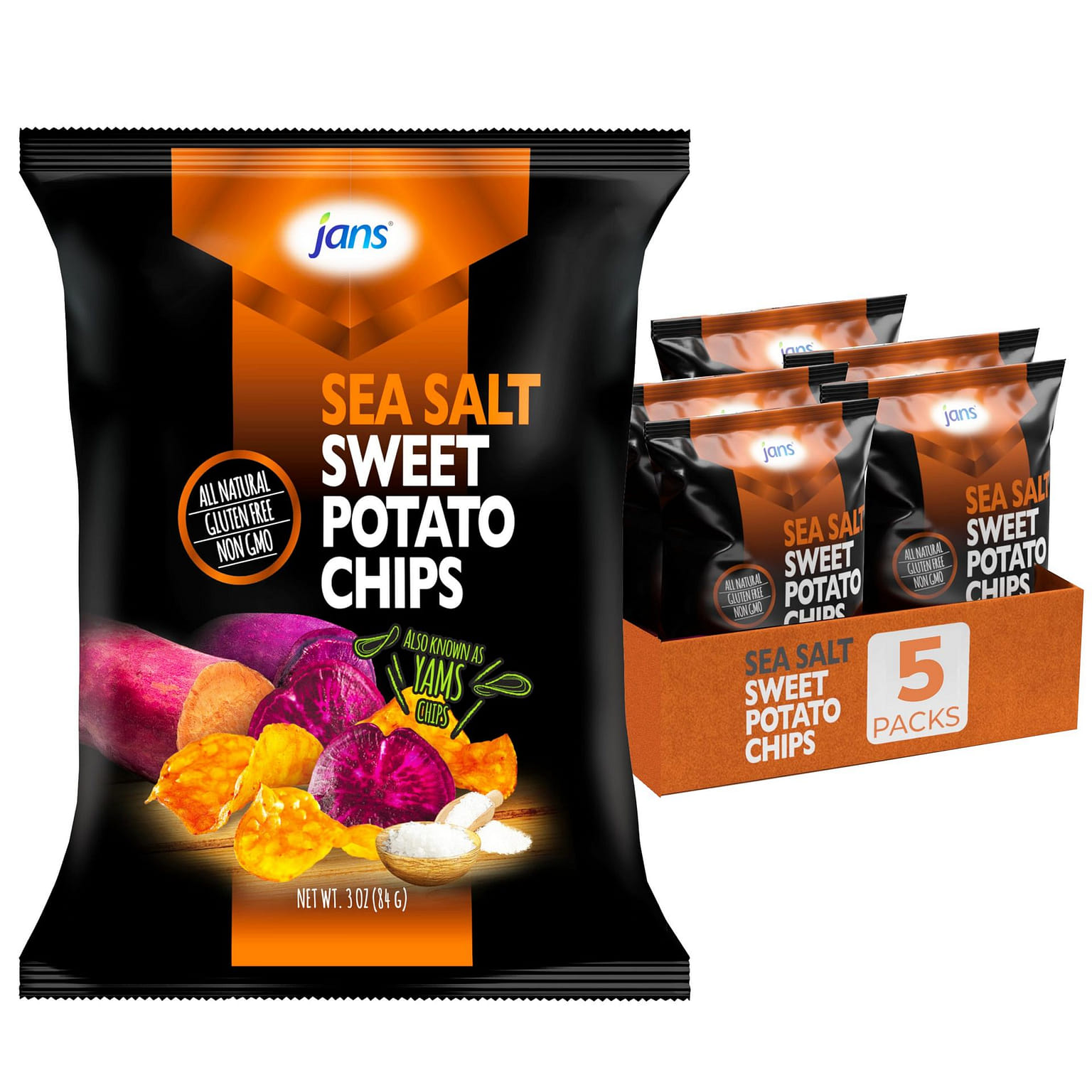 Root Chips Sea Salt Sweet Potato Chips Pack of 5 3 oz*5 pack