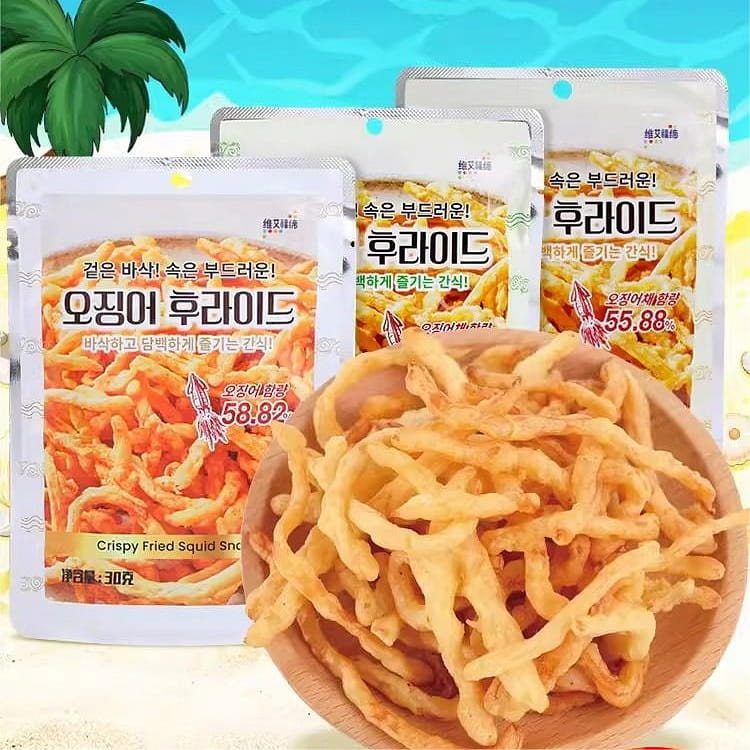 VIAFORTAN Fried Squid Shredded Squid with Butter and Garlic Flavor 30g*3 bags Fr 60 g