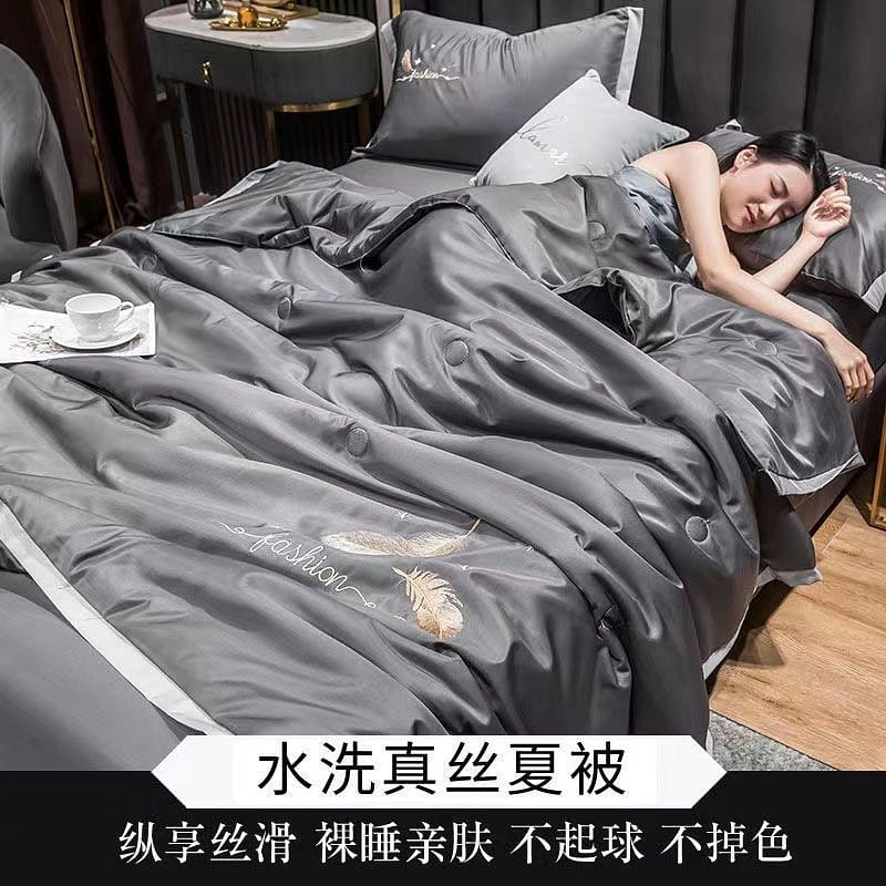 [Phoenix-High grade gray 150*200cm]Four-piece set ice silk summer quilt 4.41 파운드