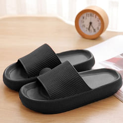 4CM厚底EVA软底踩屎感拖鞋 颜色黑色 尺码40-41 1 份