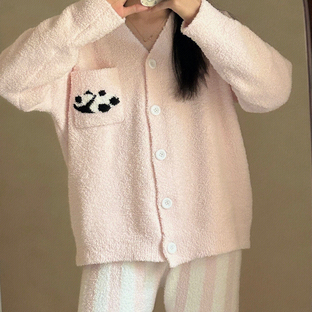 Panda Macaron Dreamwear Pajama Set Pink XXL Size 2000 그램