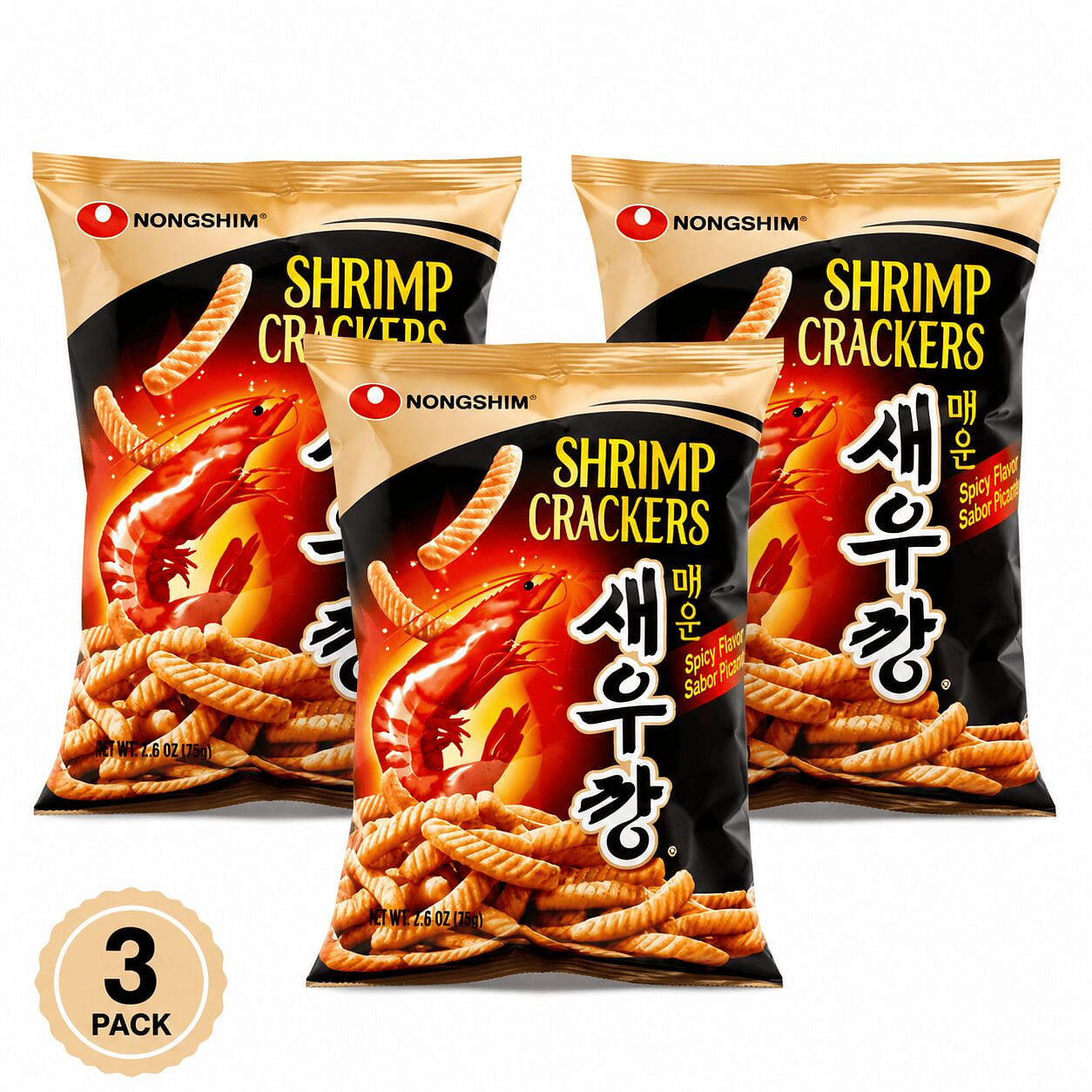 Bánh Snack Tôm Cay Nongshim – 3 Gói 75 g