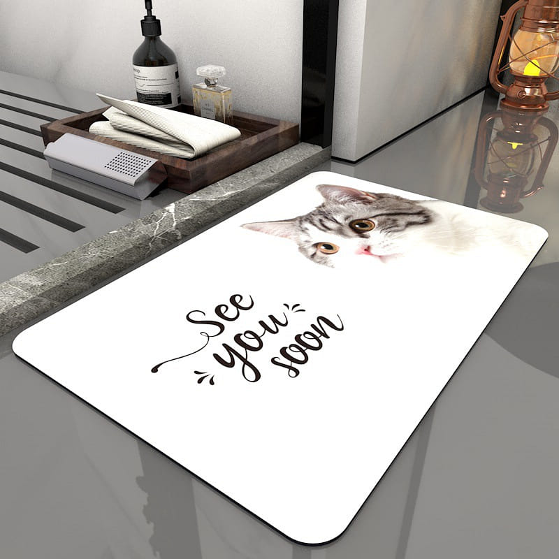 Super Absorbent Diatom Mud Bath Mat Non-Slip Quick Drying,Cat 70*50cm 1 개