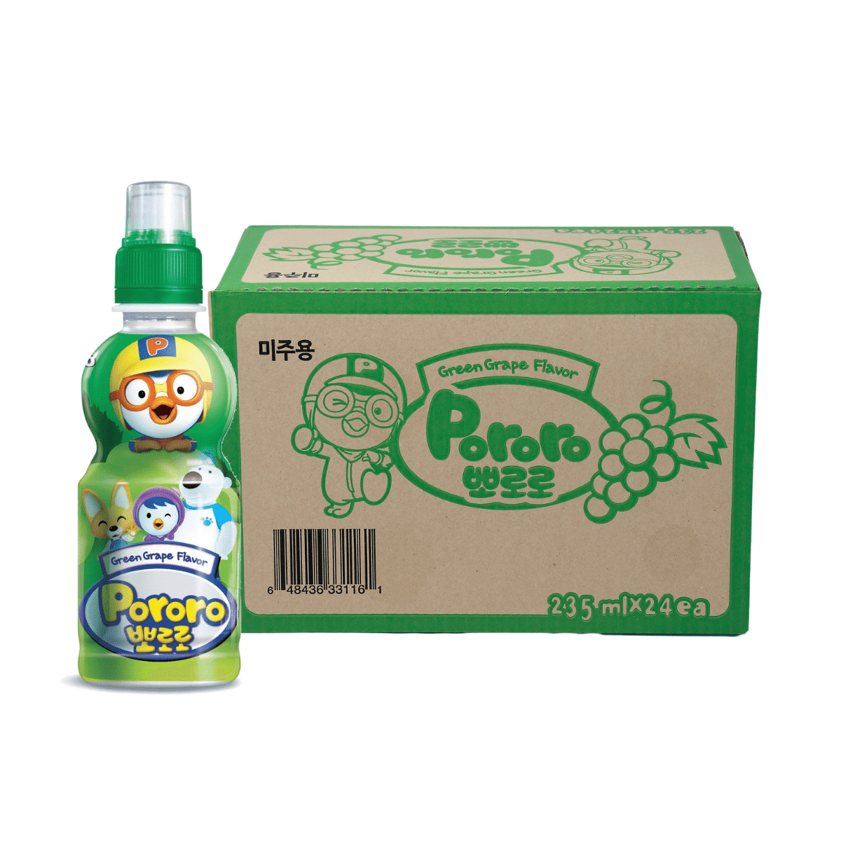 Nước Trái Cây Paldo Pororo Vị Nho Xanh 24 chai 1 phần