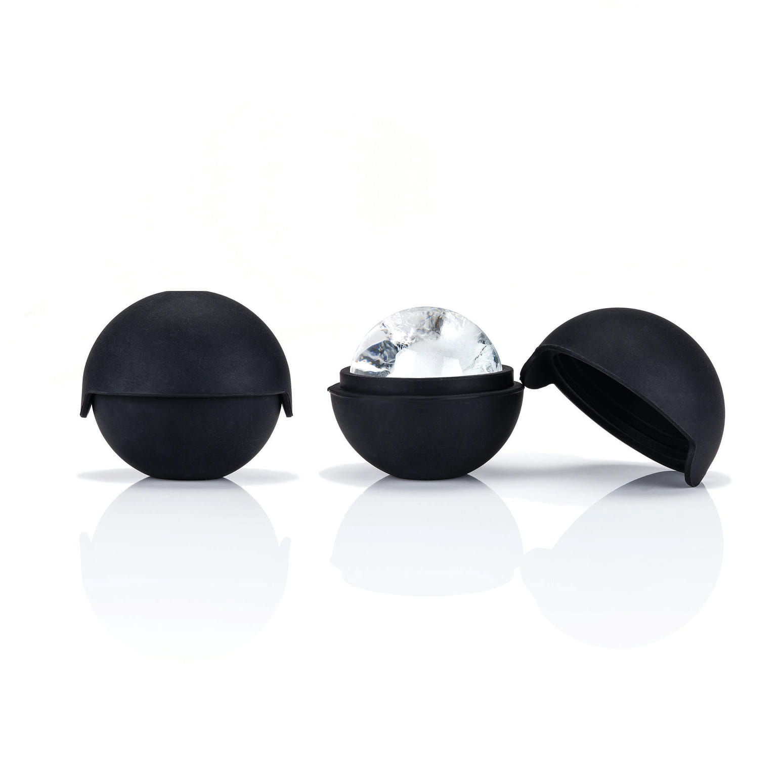 Foster & Rye Ice Sphere Mold, Food-Safe Silicone Large Craft Ice Cube Maker for Cocktails, DIY Bath Bombs, Chocolates, 2.5 Inch Spheres, Black, Set of 4 4 カウント